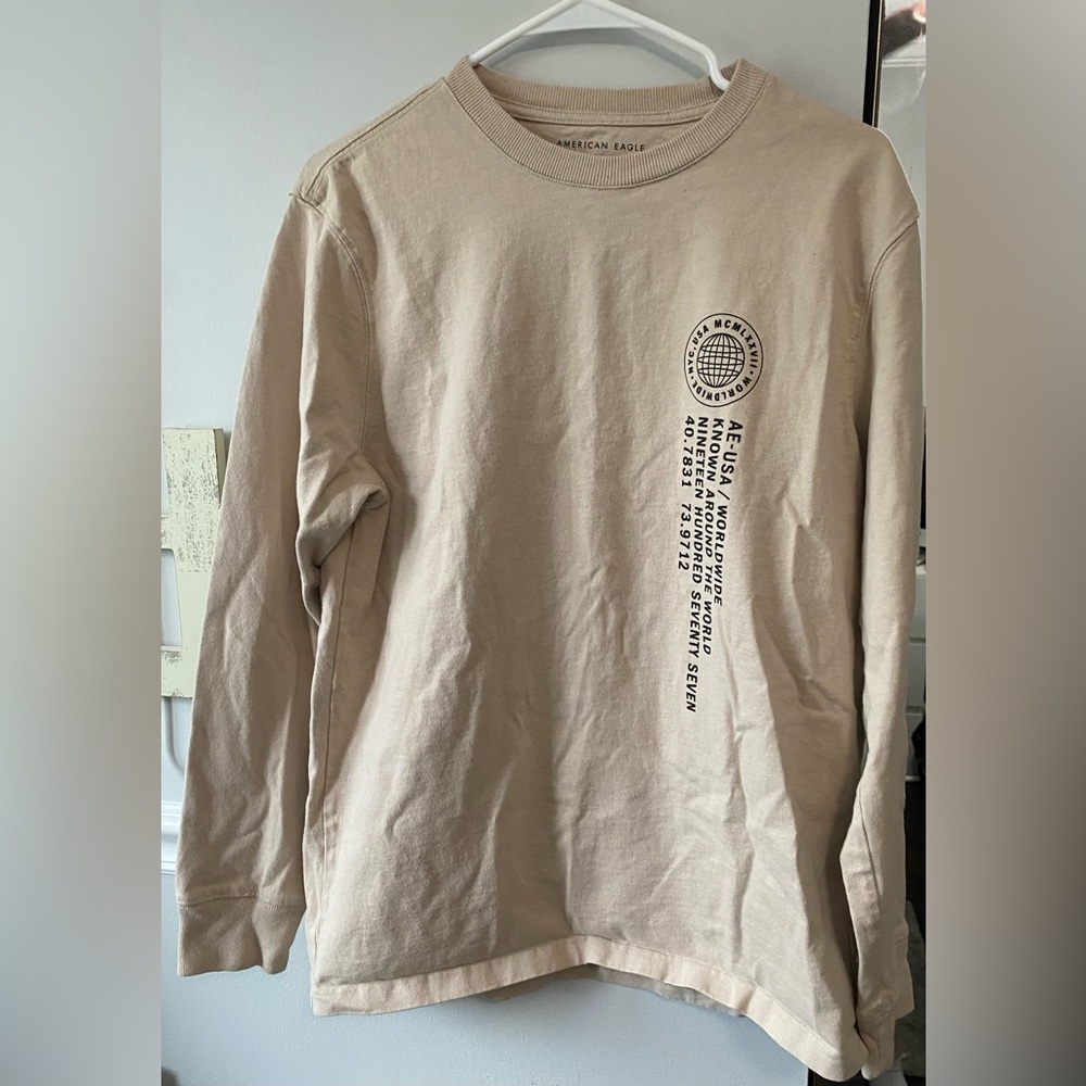 American Eagle Outfitters Tan Long Sleeve Tee